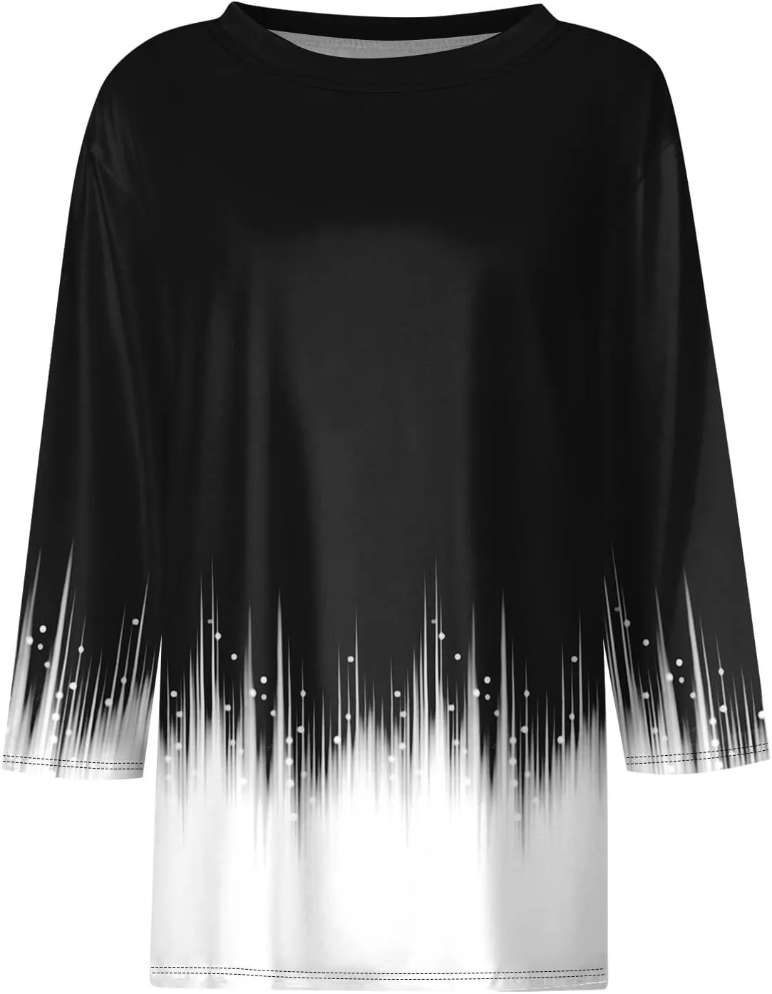 3/4 Length Sleeve Womens Tops Summer 2025 Dressy Casual Crew Neck Shirts Plus Size Loose Fit Spring Floral Blouse
