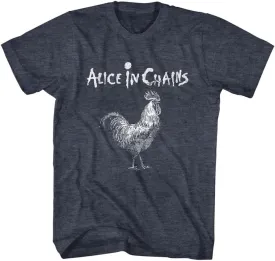Alice in Chains Logo & Rooster Adult Navy Heather Short Sleeve T Shirt 90s Rock Vintage Style Graphic Tee