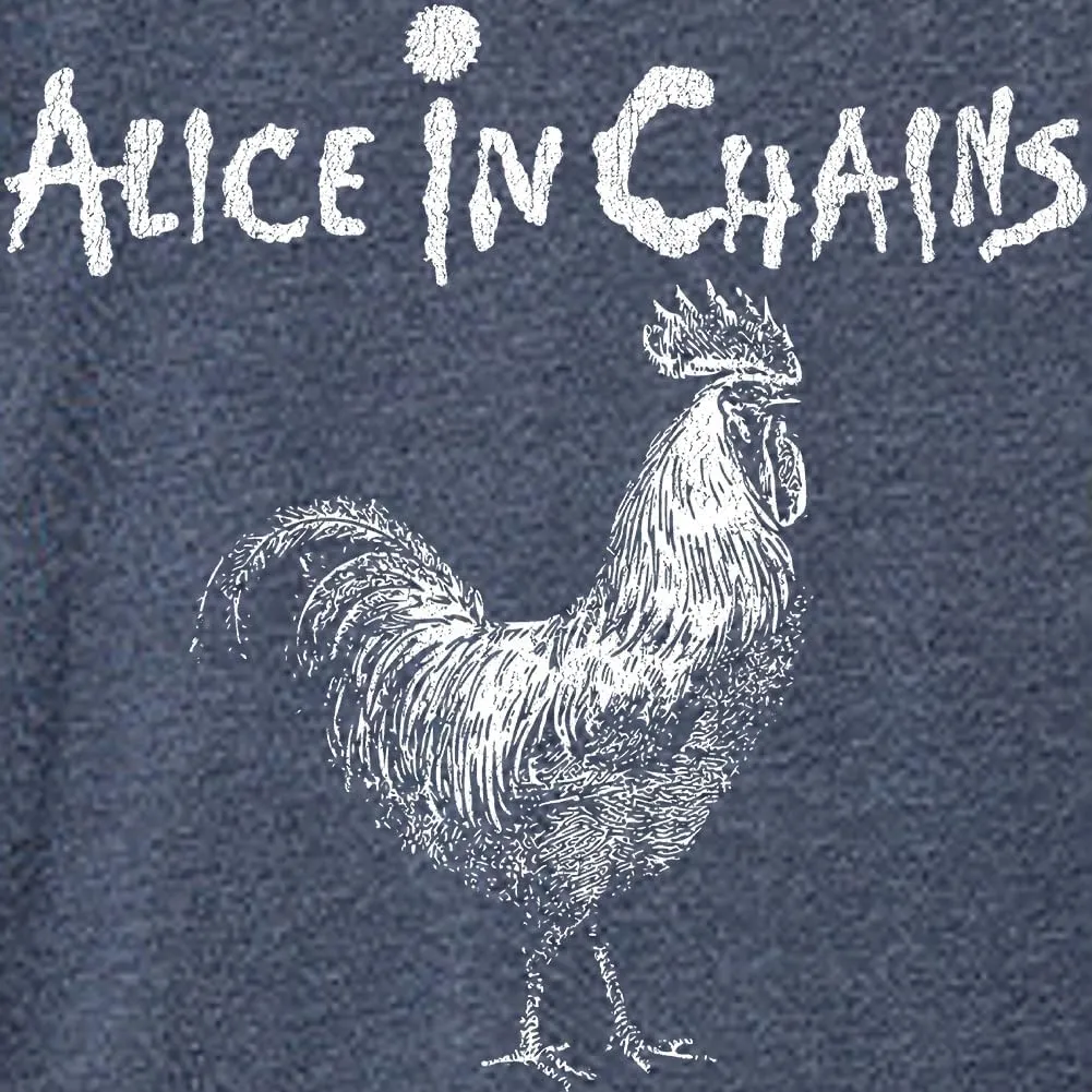 Alice in Chains Logo & Rooster Adult Navy Heather Short Sleeve T Shirt 90s Rock Vintage Style Graphic Tee