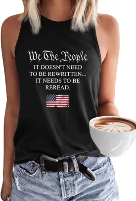 American Flag Patriotic Tank Tops for Women 4th of July Shirt USA Flag Stars Stripes Graphic Tank Tops Summer Tee