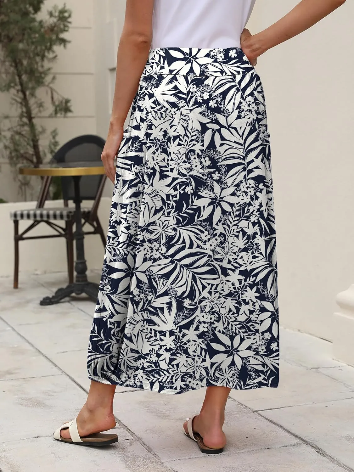 ANRABESS Women's Summer Long Maxi Skirts 2025 Trendy Ankle Length High Waisted Boho Flowy Beach Skirt with Pockets Fashion