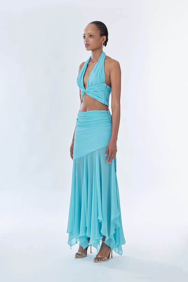BETTA DRAPED MAXI SKIRT IN FULLMOON BLUE