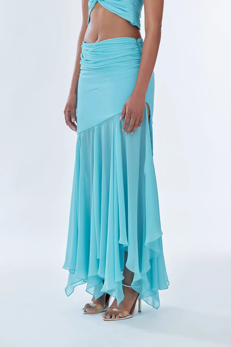 BETTA DRAPED MAXI SKIRT IN FULLMOON BLUE