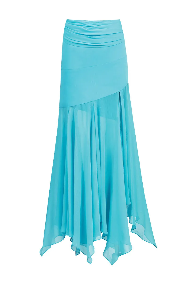 BETTA DRAPED MAXI SKIRT IN FULLMOON BLUE