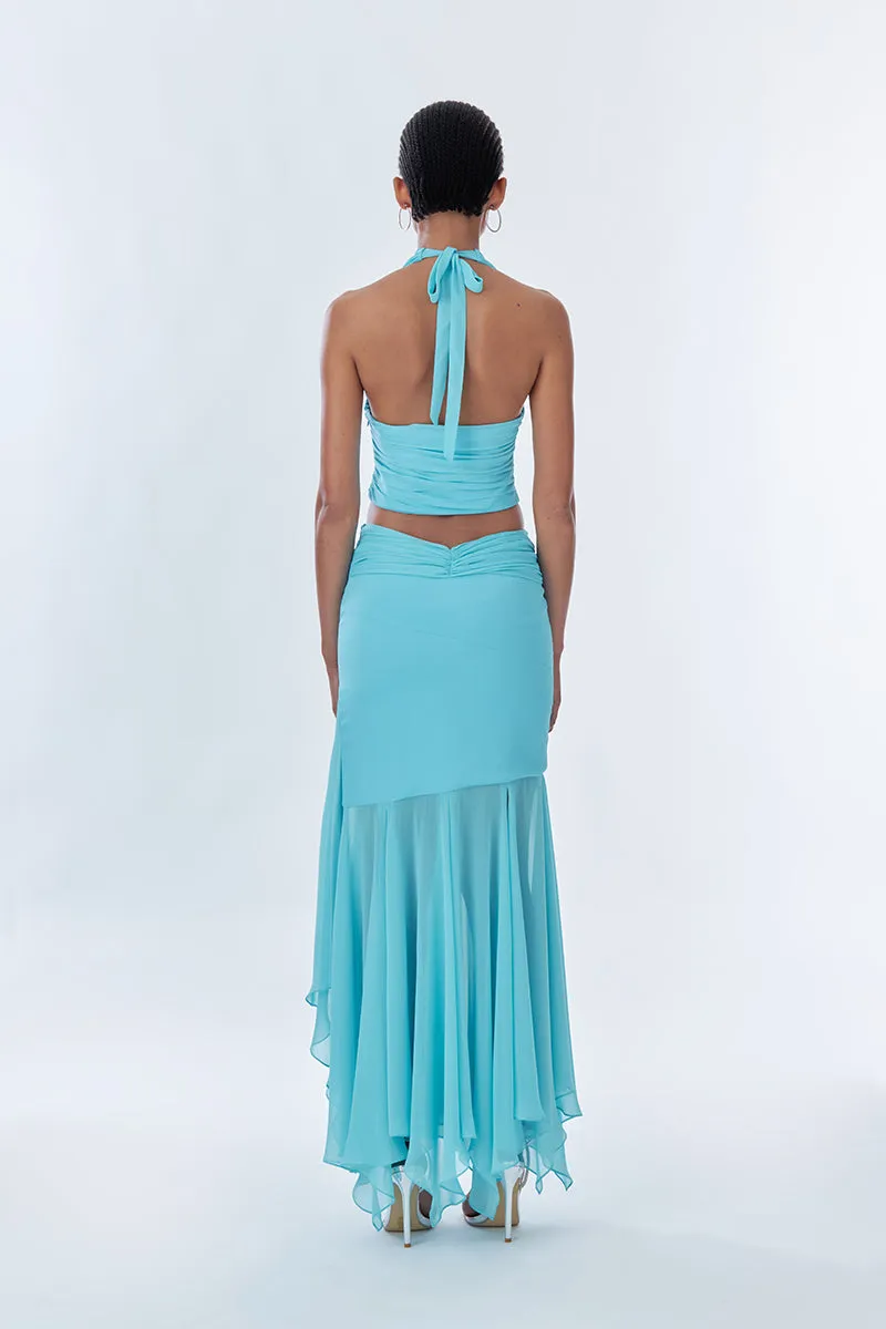 BETTA DRAPED MAXI SKIRT IN FULLMOON BLUE