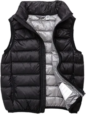 Boys Girls Lightweight Down Vest, Winter Warm Zip Up Sleeveless Vest, Water-Resistant Packable Puffer Jacket