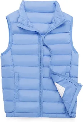 Boys Girls Lightweight Down Vest, Winter Warm Zip Up Sleeveless Vest, Water-Resistant Packable Puffer Jacket