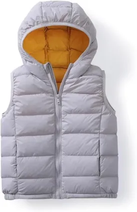 Boys Girls Lightweight Down Vest, Winter Warm Zip Up Sleeveless Vest, Water-Resistant Packable Puffer Jacket