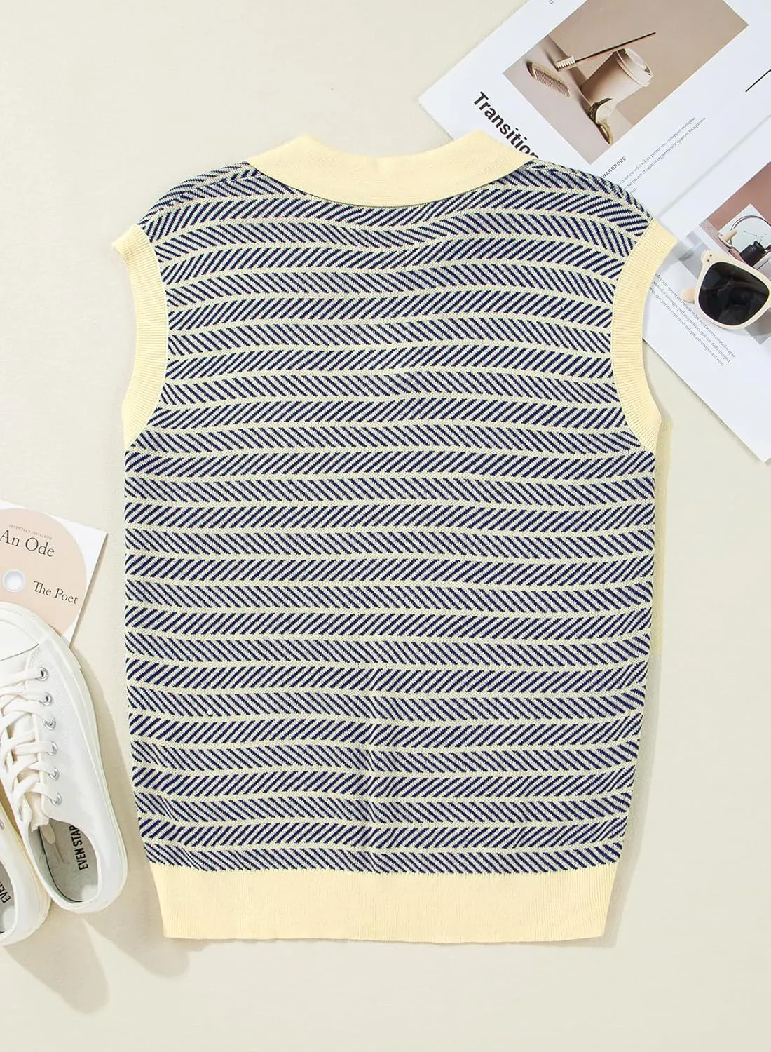 Dokotoo Women's Summer Short Cap Sleeve Sweaters Tops Casual Striped Color Block V Neck Polo Knit Shirts Blouses