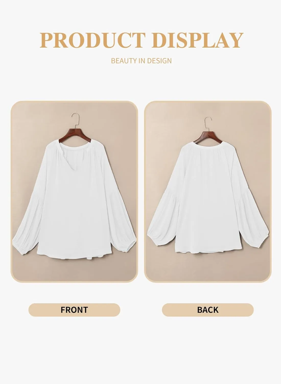 Eytino Women Plus Size Tops Summer V Neck Long Sleeve Button Down Pleated Business Work Blouse Shirts(1X-5X)