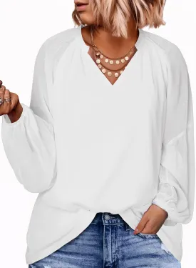 Eytino Women Plus Size Tops Summer V Neck Long Sleeve Button Down Pleated Business Work Blouse Shirts(1X-5X)
