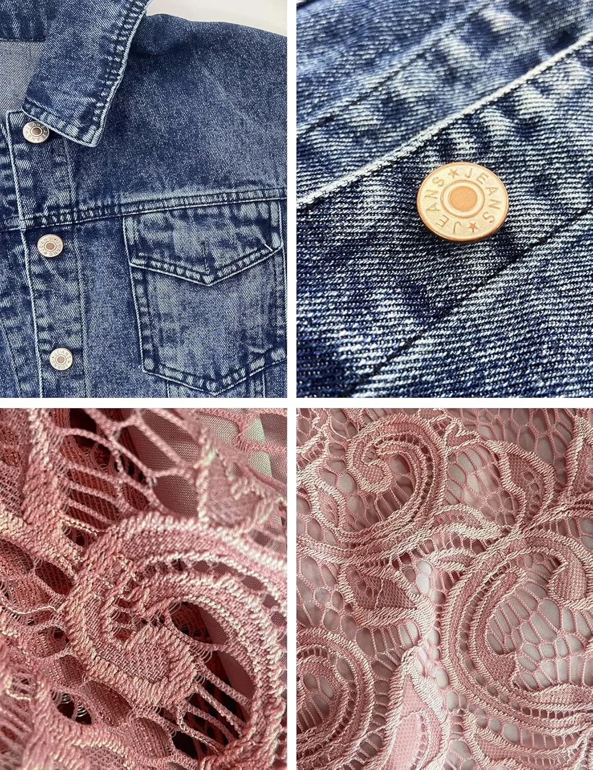 Flygo Women's Sleeveless Denim Vest Jean Dress Mid Long Irregular Lace Patchwork Draped Cardigan Jacket