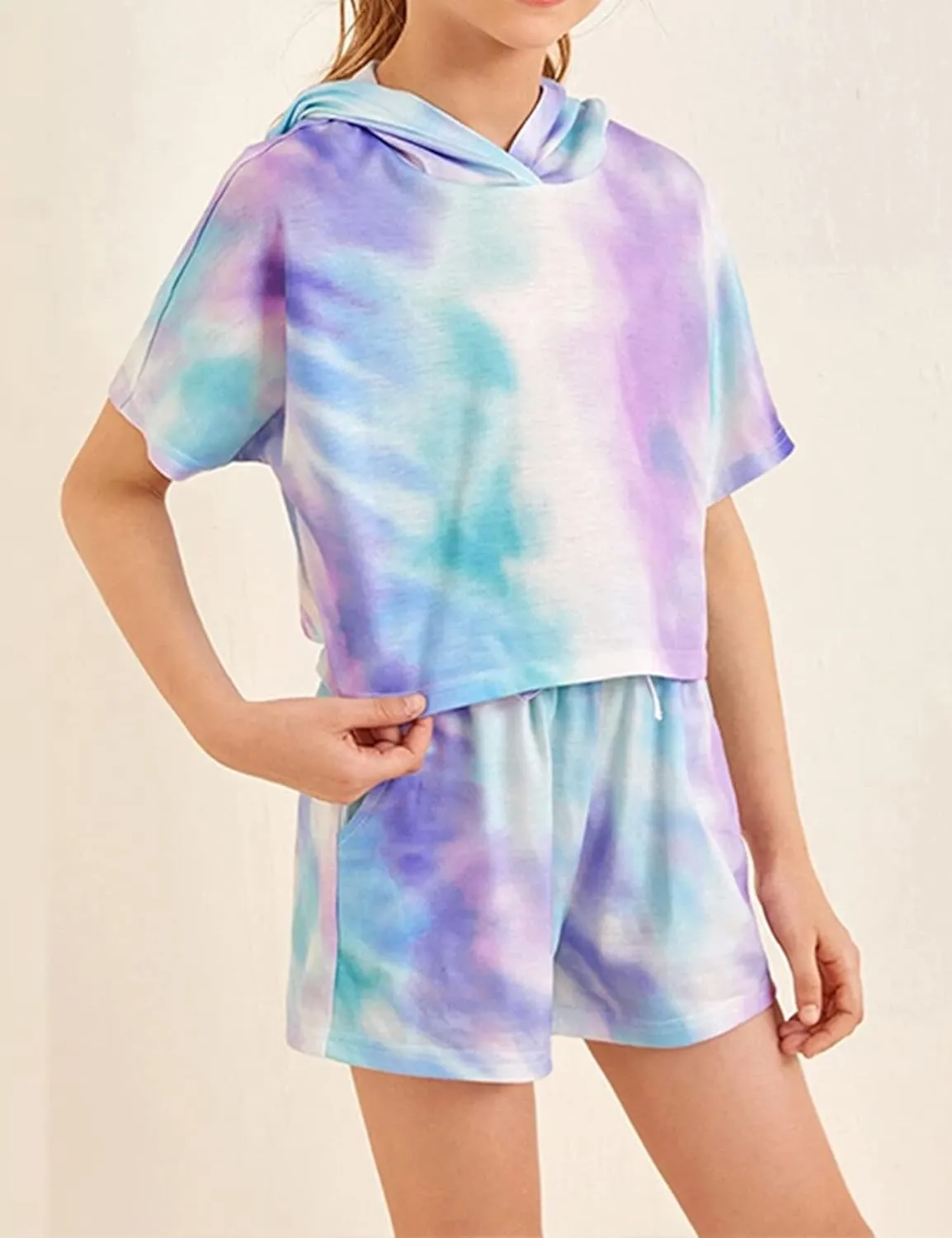 Girls Tie Dye Clothes Outfits Set Jogger Suits Sweatsuits Tracksuits Sweatshirts Hoodies Shorts Sets