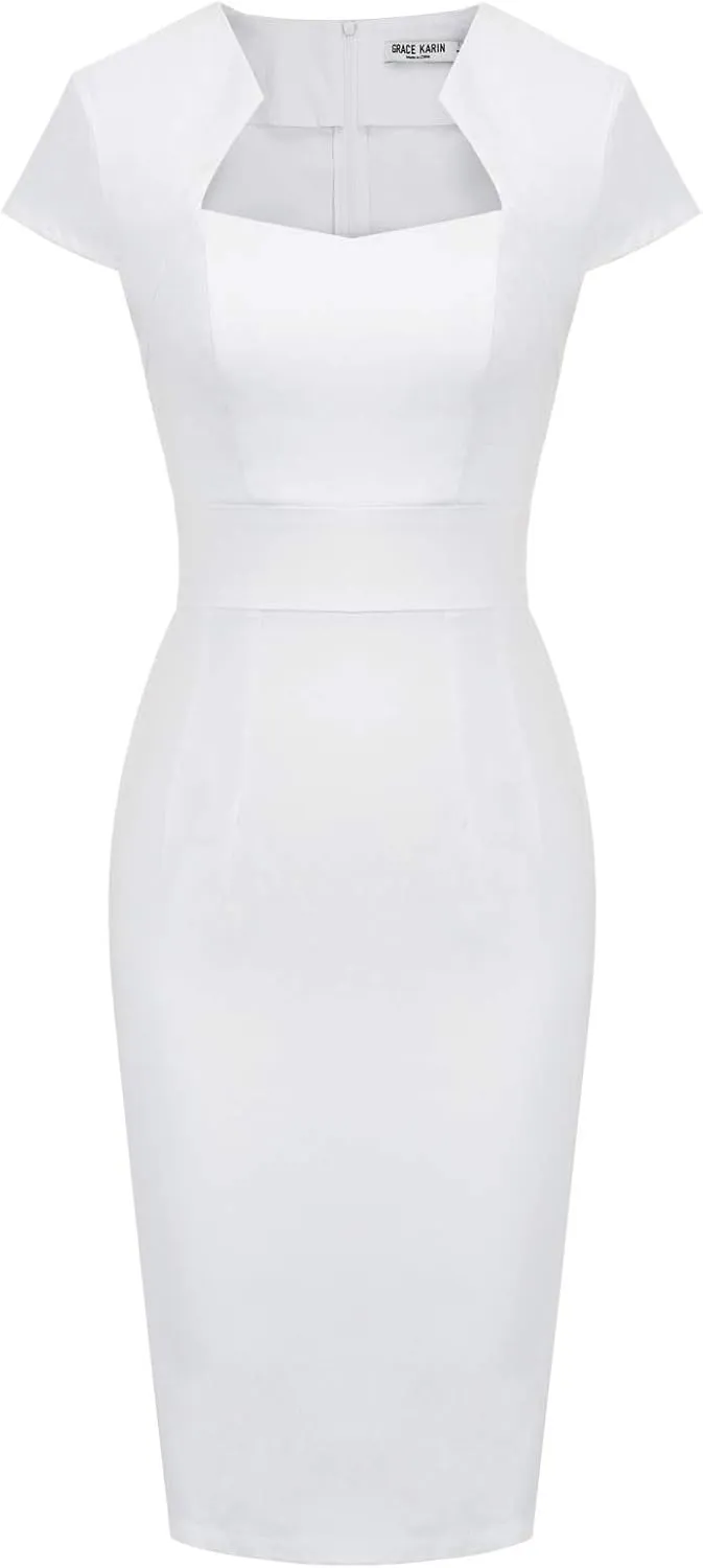 Grace Karin Womens 50s 60s Vintage Pencil Dress Bodycon Cap Sleeve Dress