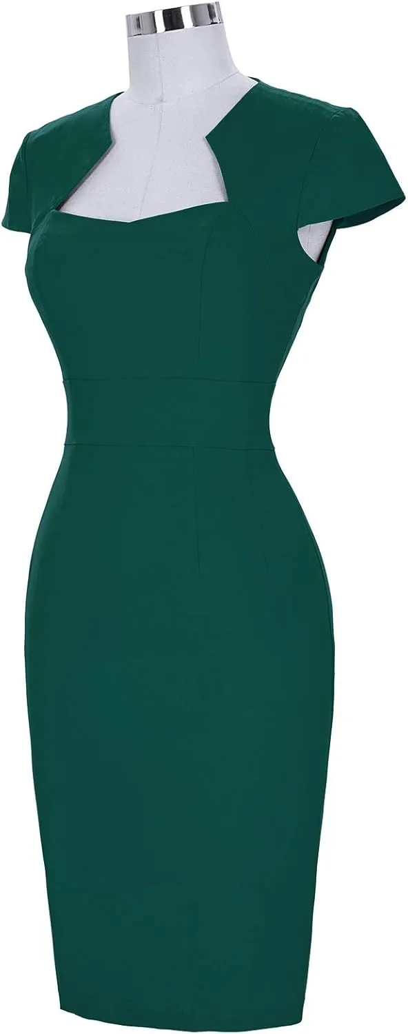 Grace Karin Womens 50s 60s Vintage Pencil Dress Bodycon Cap Sleeve Dress
