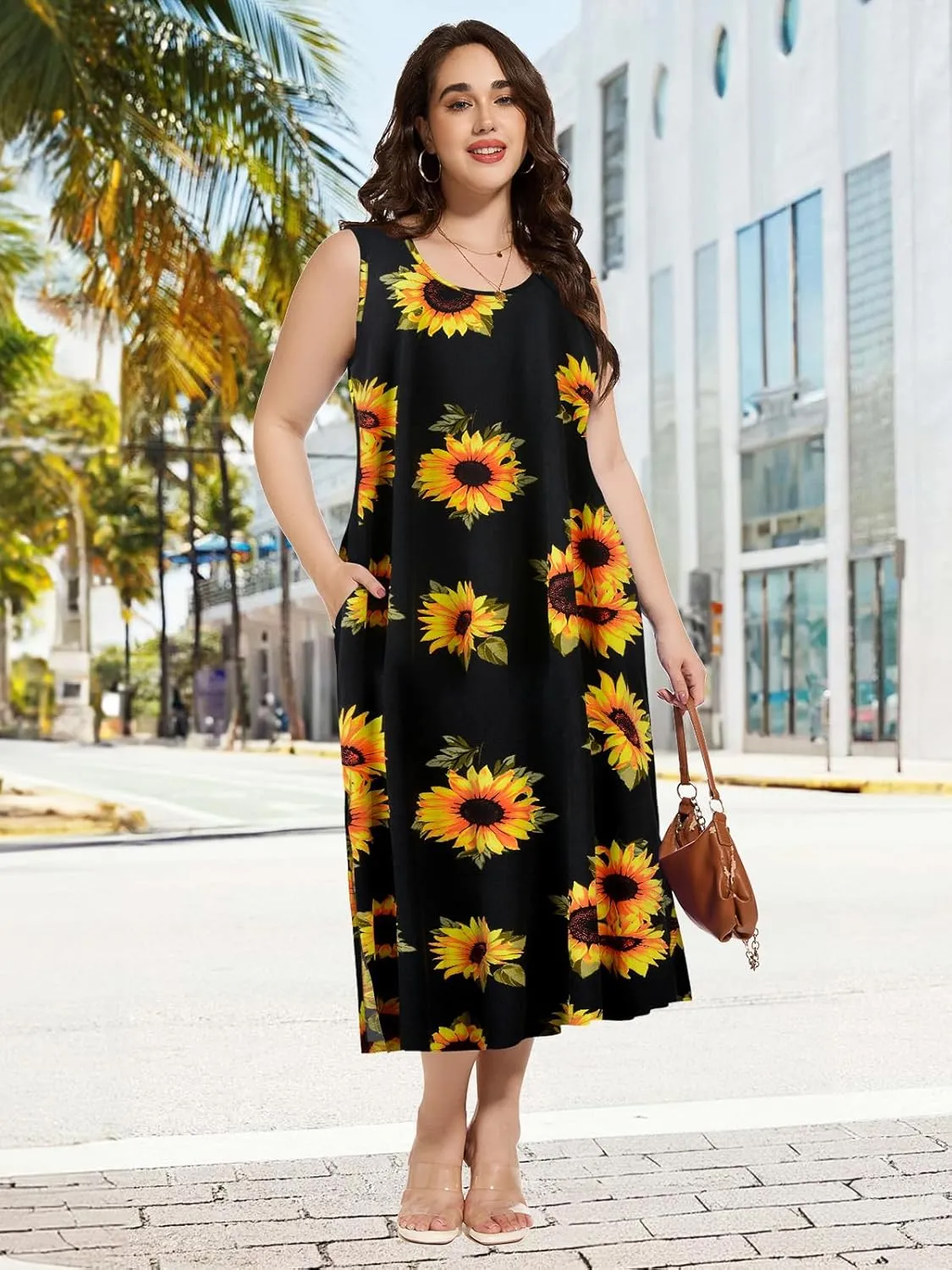 LARACE Plus Size Maxi Dresses for Curvy Women Summer Sleeveless Casual 2025 Long Dress L-5XL