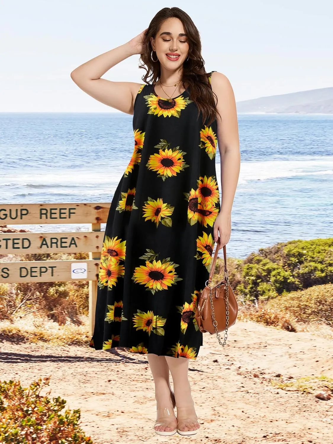 LARACE Plus Size Maxi Dresses for Curvy Women Summer Sleeveless Casual 2025 Long Dress L-5XL