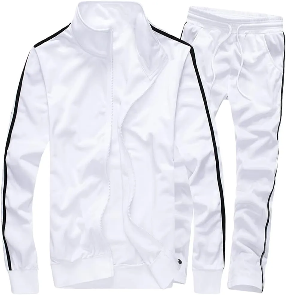 MACHLAB Men's Activewear Full Zip Warm Tracksuit Sports Set Casual Sweat Suit
