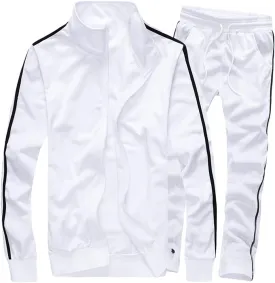 MACHLAB Men's Activewear Full Zip Warm Tracksuit Sports Set Casual Sweat Suit