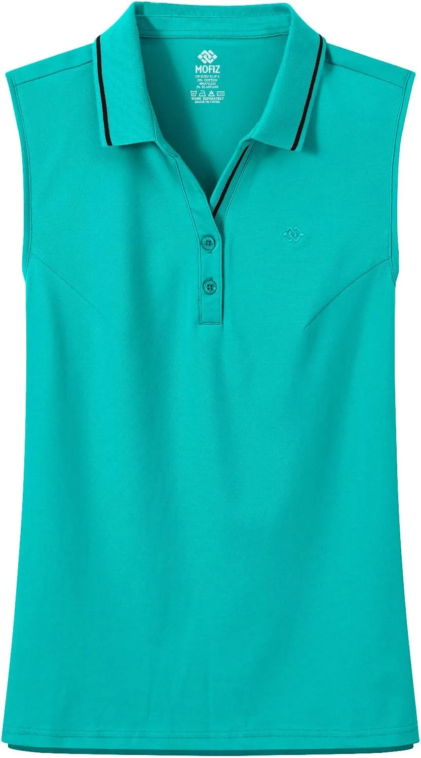 MoFiz Womens Golf Polo Shirts V Neck Athletic Tops Short Sleeve Activewear T-Shirts