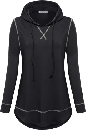 MOQIVGI Womens Long Sleeve Lightweight Activewear Casual Running Yoga Workout Hooded Tops