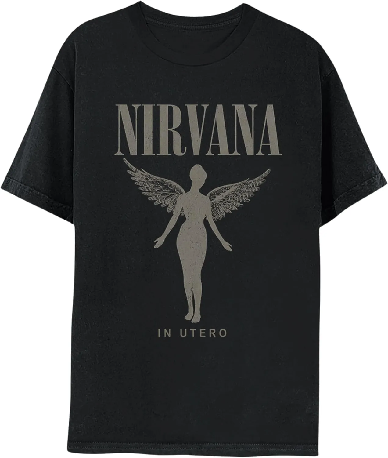 Nirvana in Utero Distressed Logo Adult Short Sleeve T Shirt 90s Grunge Music Vintage Style Graphic Tees
