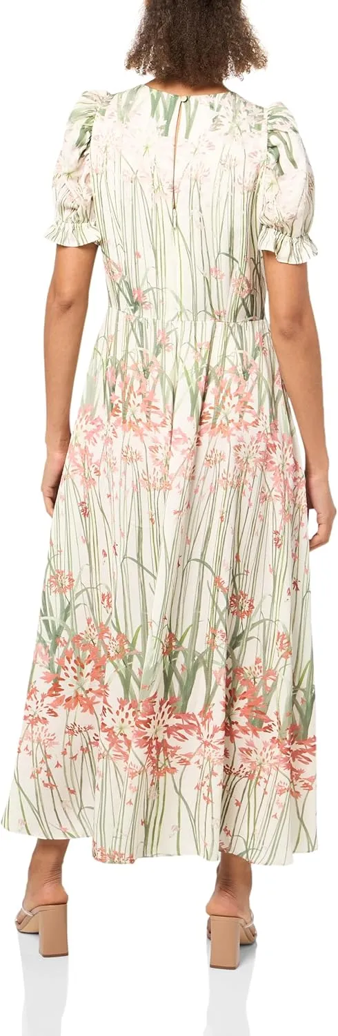 Ted Baker Women's Zahrria High Low Hem Dress with Puff Sleeve
