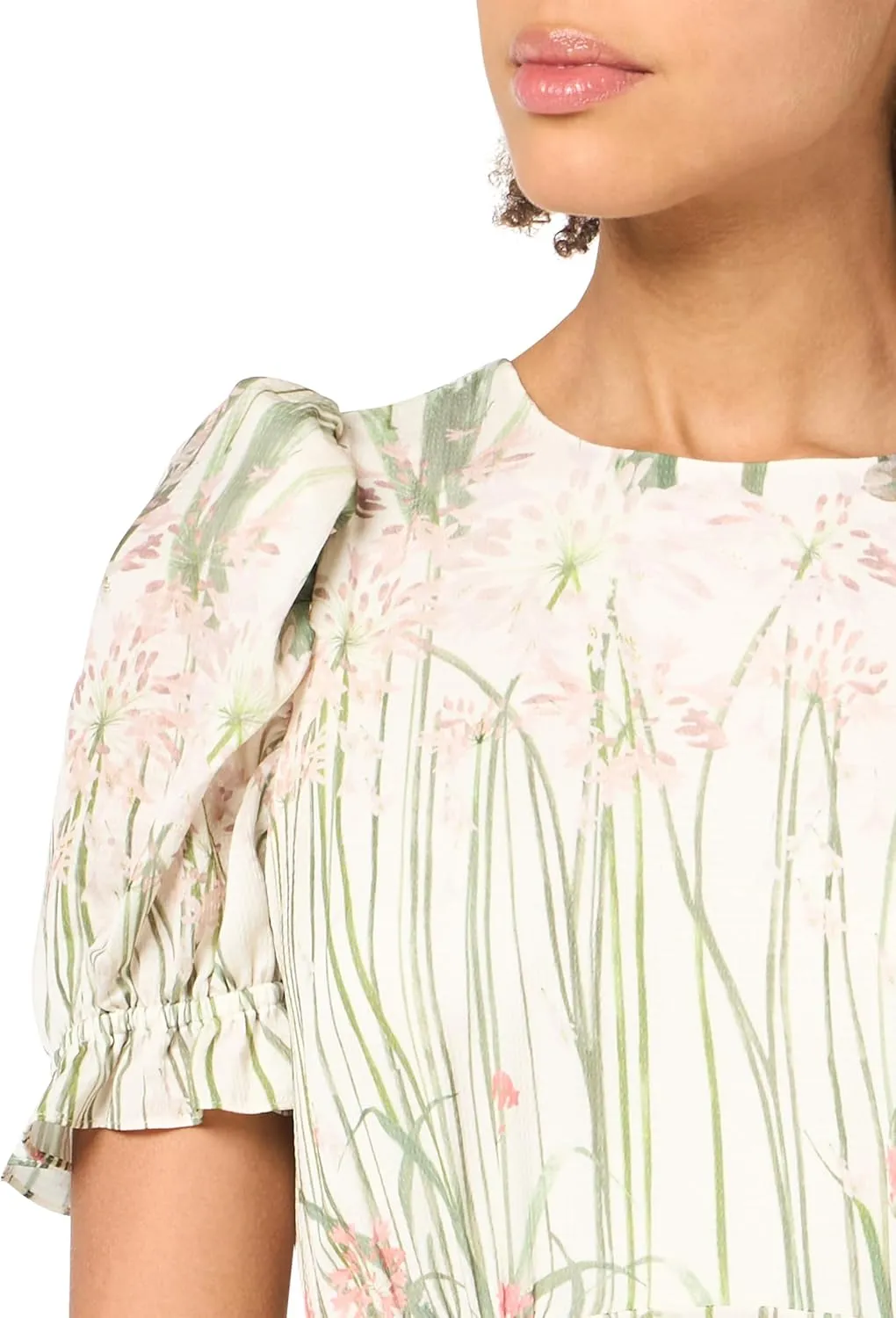Ted Baker Women's Zahrria High Low Hem Dress with Puff Sleeve