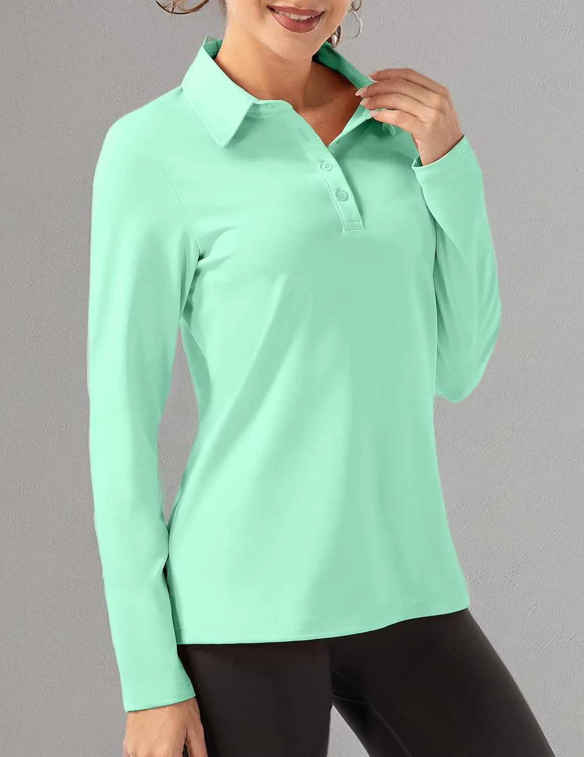 Women Long Sleeve Polo Shirt Golf Sport Top Athletic Sportswear Tennis Activewear