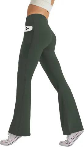 Women's High Waist Flare Yoga Pants Tummy Control Casual Bootcut Leggings with Side Pockets