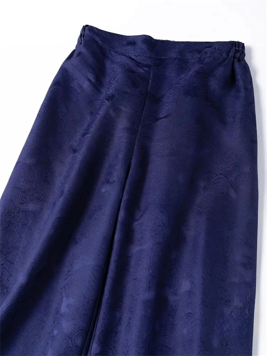 Womens Mulberry Silk Wide Leg Pants Vintage High Waist Straight Trousers Loose Casual Flowy Long Pant