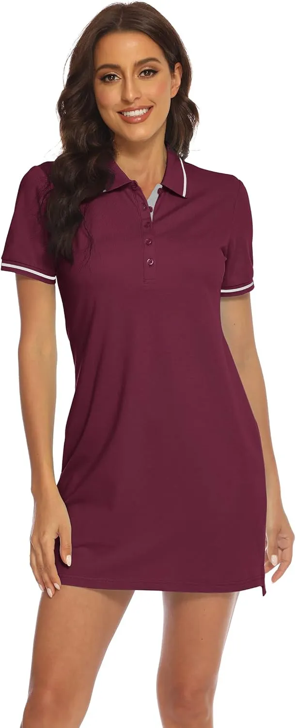 YSENTO Women Tennis Dress Short Sleeve UPF 50  Activewear Athletic Polo Golf Dresses