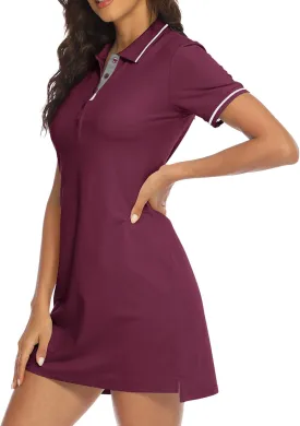 YSENTO Women Tennis Dress Short Sleeve UPF 50  Activewear Athletic Polo Golf Dresses