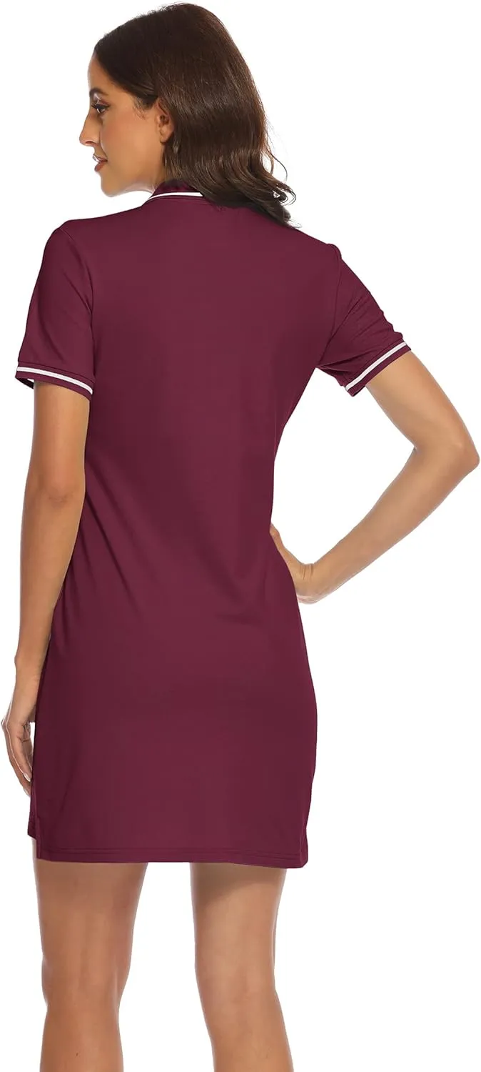 YSENTO Women Tennis Dress Short Sleeve UPF 50  Activewear Athletic Polo Golf Dresses