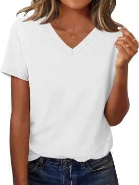 Zeagoo Short Sleeve Shirts for Women Casual Soft V Neck Basic Tee Tops Summer Outfit Clothes