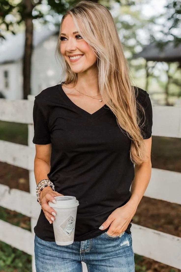Zeagoo Short Sleeve Shirts for Women Casual Soft V Neck Basic Tee Tops Summer Outfit Clothes